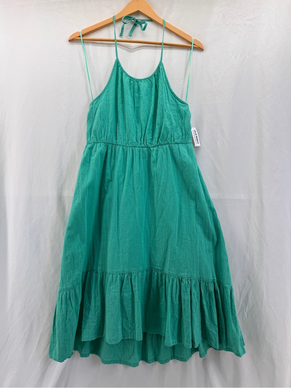 Old Navy Fit & Flare Halter Midi Dress Ruffle Cotton Gauze Size XL Boho Vacation